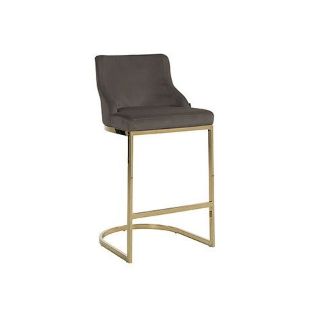 Scaun de Bar Maro BOLTON cu Picioare Metalice Aurii FR STONE VELVET