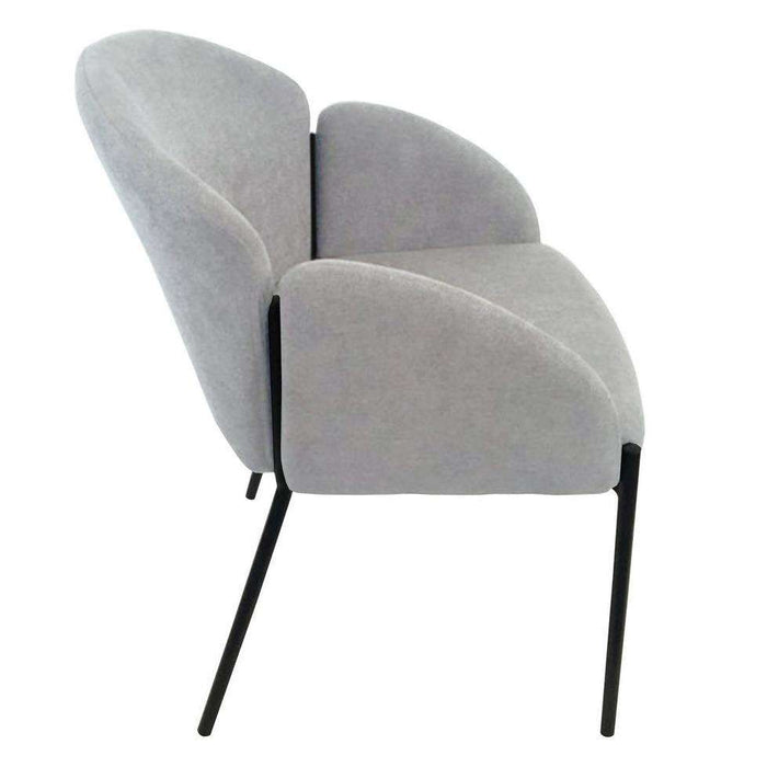 Scaun din Material Textil Gri cu Picioare Negre Metalice 56cm IXIA