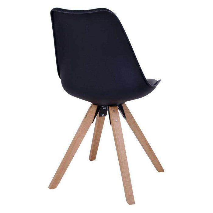 Scaun din Piele Ecologica Neagra si Lemn BERGEN HOUSE NORDIC