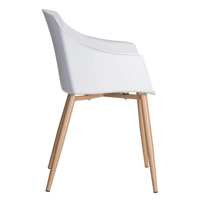Scaun din Plastic Alb cu Picioare din Lemn 83cm IXIA