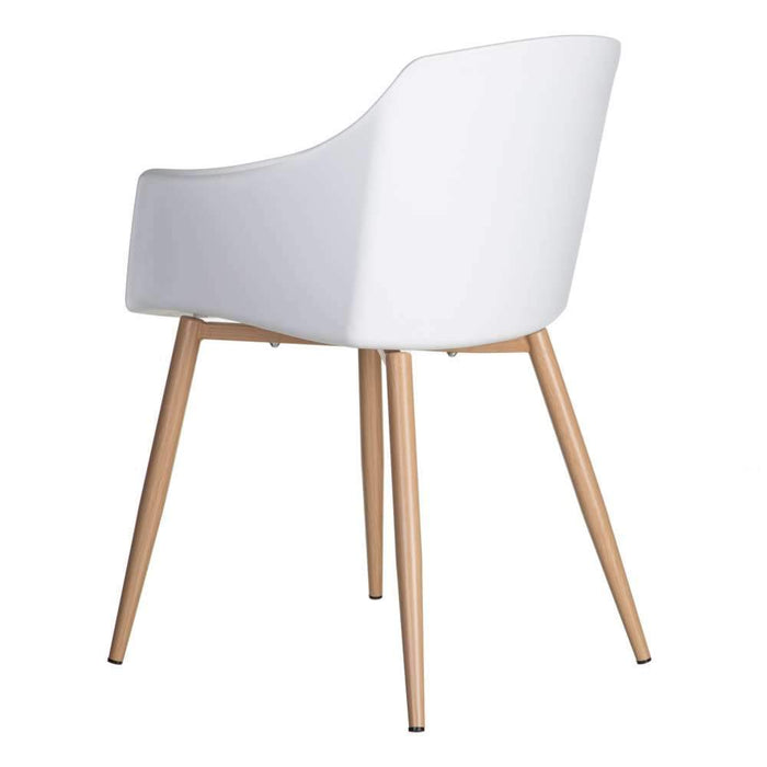 Scaun din Plastic Alb cu Picioare din Lemn 83cm IXIA