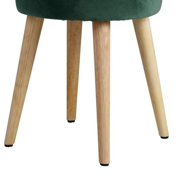 Taburet din Catifea Verde cu Picioare din Lemn ZAGO