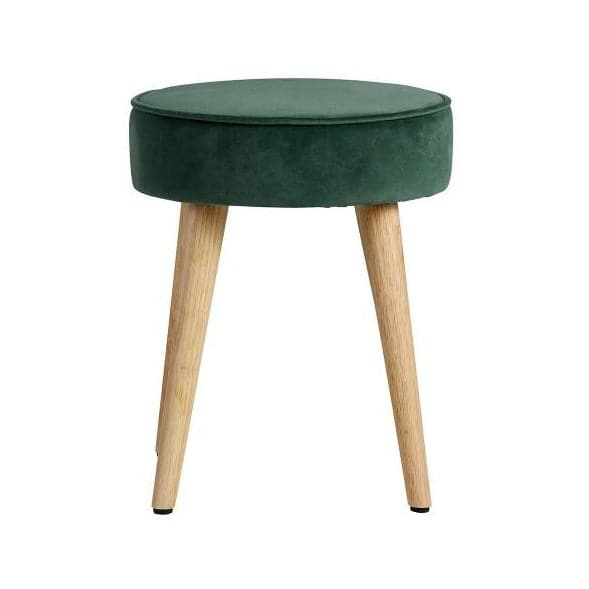 Taburet din Catifea Verde cu Picioare din Lemn ZAGO