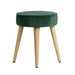 Taburet din Catifea Verde cu Picioare din Lemn ZAGO