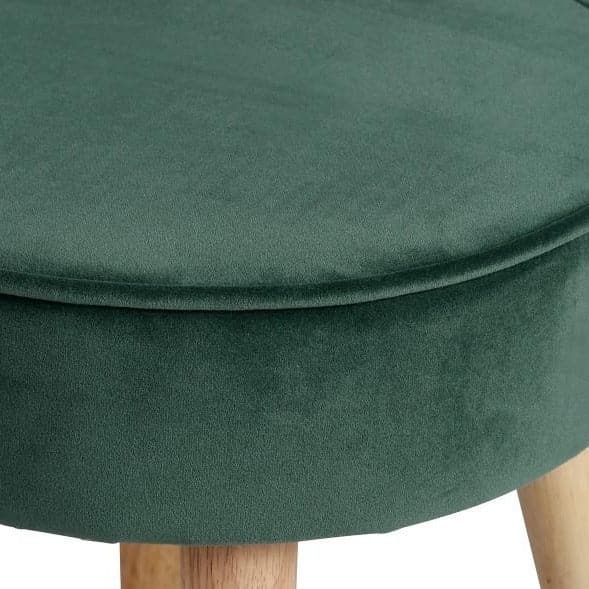 Taburet din Catifea Verde cu Picioare din Lemn ZAGO